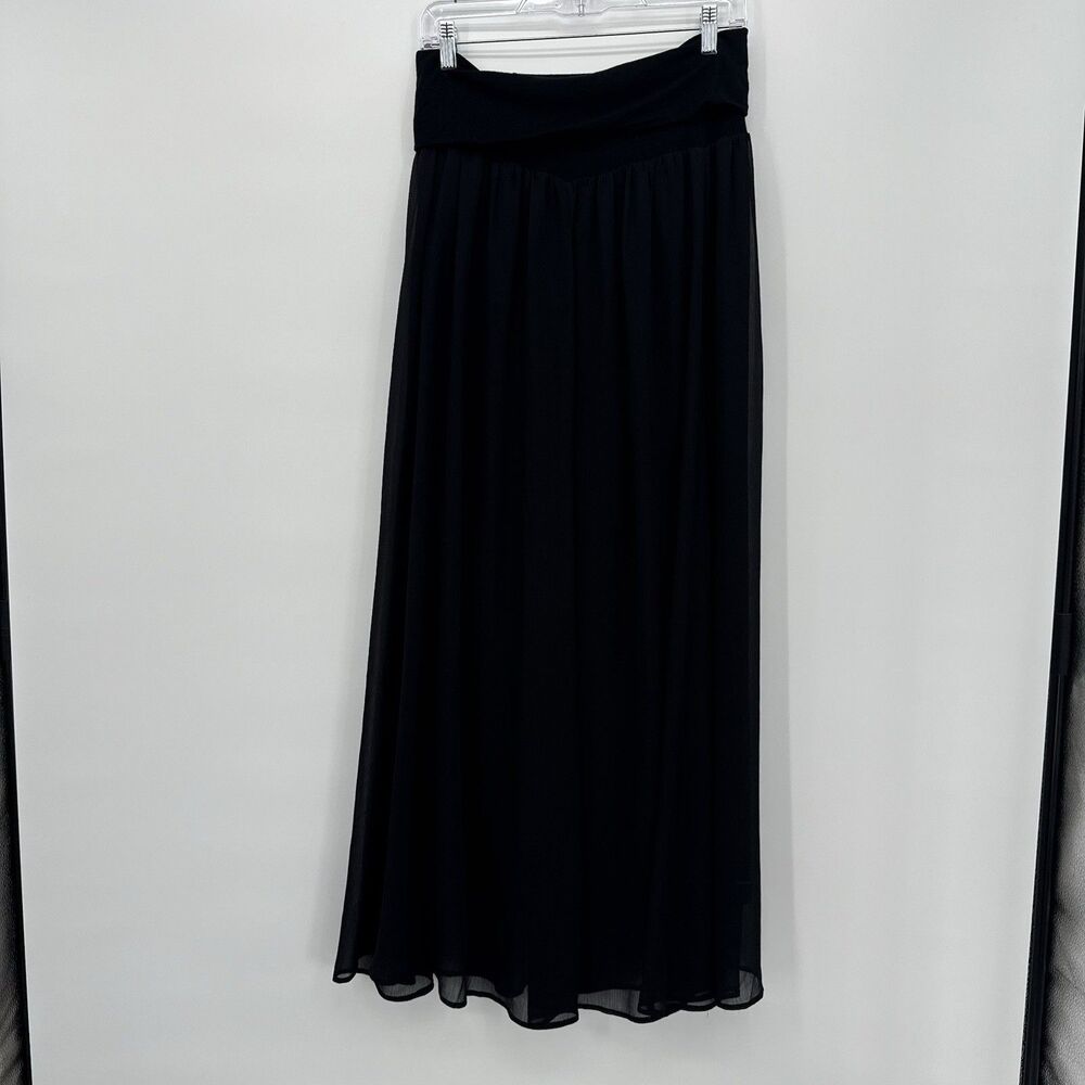 Belle Gray by Lisa Rinna Black Foldover Long Maxi Skirt Size Medium Y2k
